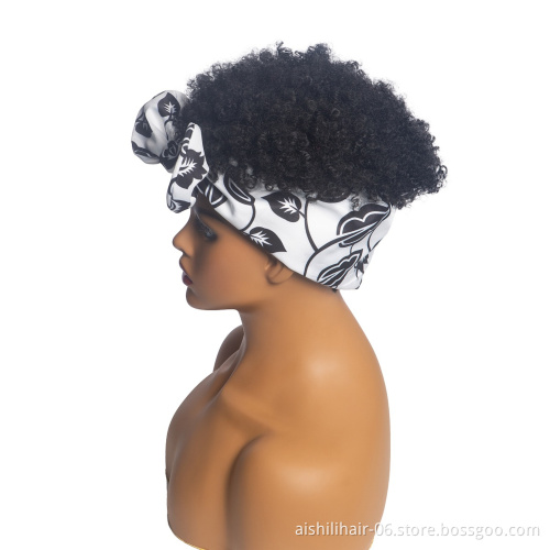 Aishili wholesale wig with headband attached Afro curly headband wigs for black women